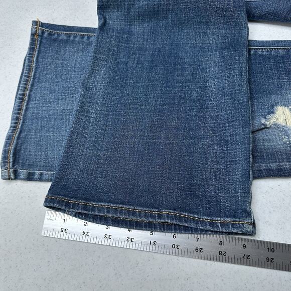 American Eagle Jeans Womens 12 Kick Boot Blue Denim Distress Grunge Western EUC - Picture 12 of 13